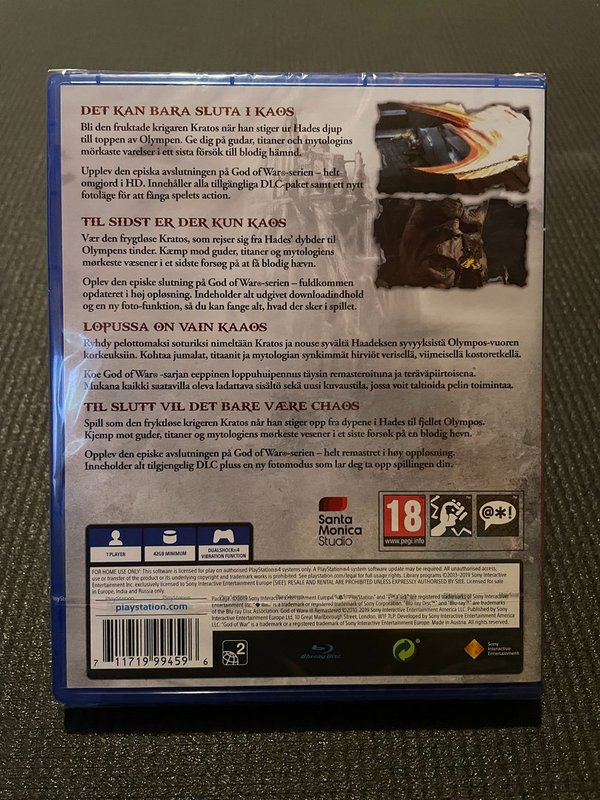 God Of War III Remastered Playstation Hits PS4 - UUSI