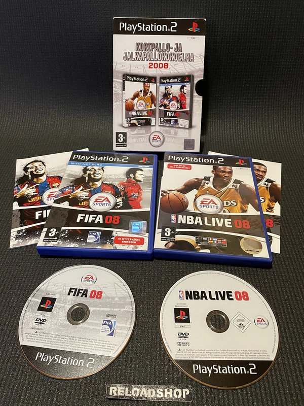 NBA Live 08 + FIFA 08 Collection - FIN PS2 (käytetty) CiB